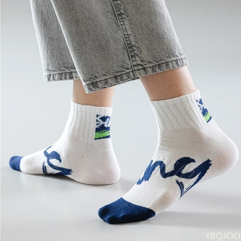 5 paar puur katoen zweetabsorberend en geurbestendig zomer korte buis herensokken trendy en niche korte buis dunne katoenen sokken