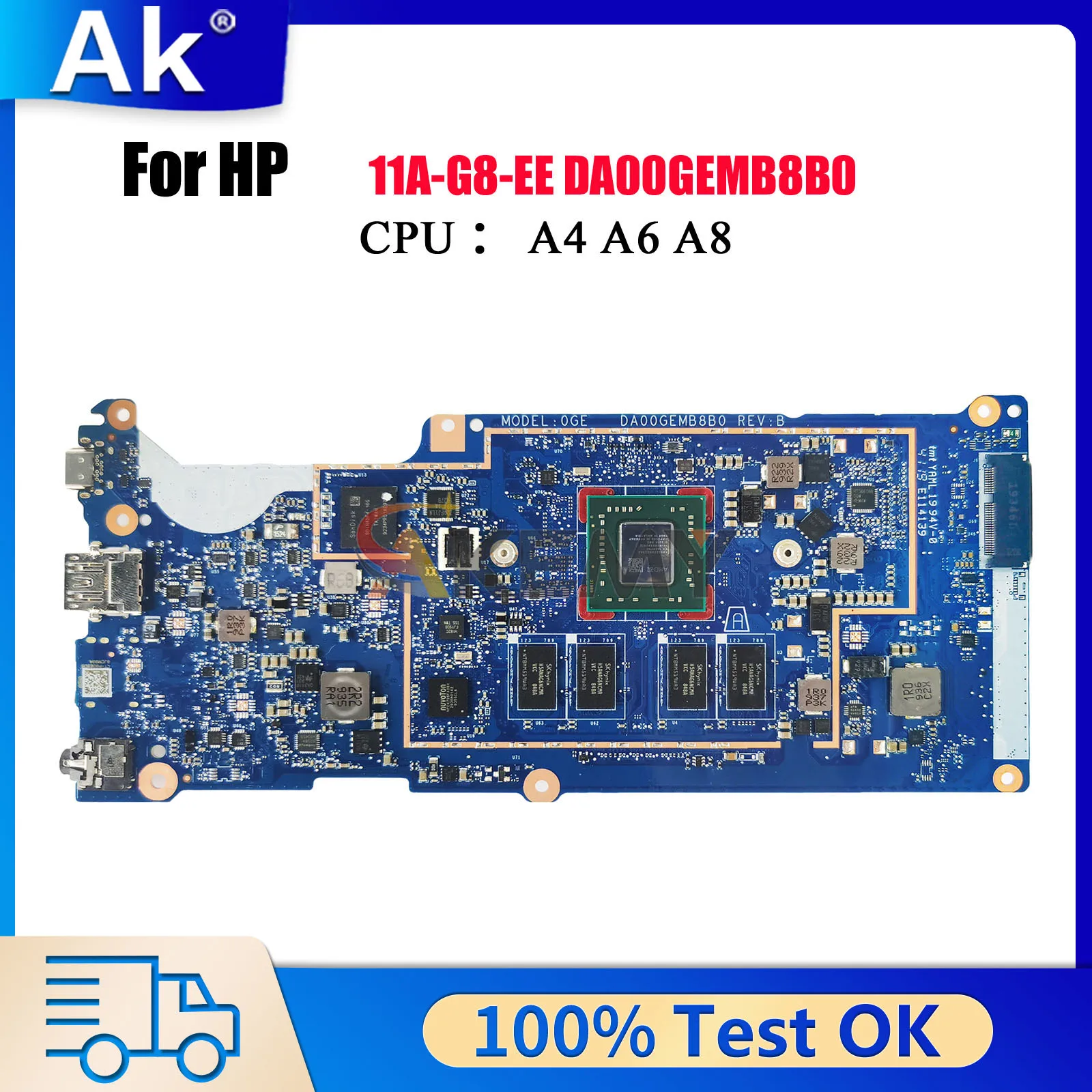 

DA00GEMB8B0 Laptop Motherboard For HP Chromebook 11A G8 EE With A4 A6 CPU 100% Fully Tested