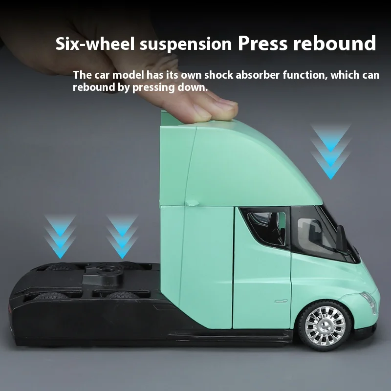 Cabeza de camión SEMI de Metal fundido a presión, modelo de automóvil, simulación de sonido, luz, adorno hacia adelante, juguete para regalo, 1/24