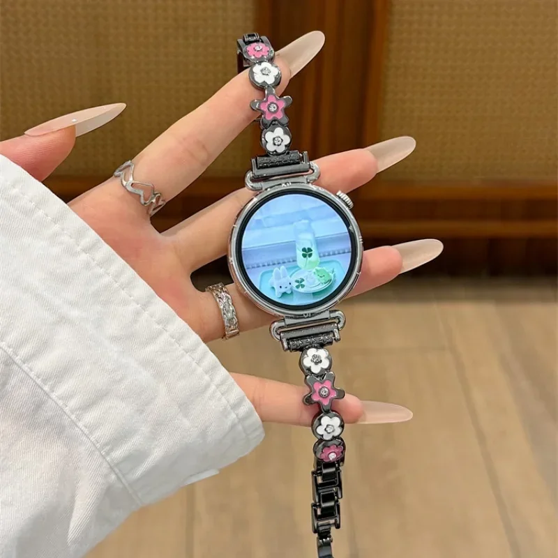 Creative Flower Metal Bracelet Strap Suitable for HUAWEI Watch Fit3/Fit4 Strap and HUAWEI Band 8/9/10NFC Handmade Strap