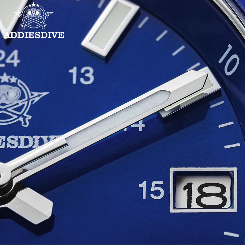 

НОВЫЕ водонепроницаемые мужские часы ADDIESDIVE из нержавеющей стали с сапфировым стеклом, синим циферблатом и суперлюминесцентным покрытием, автоматические механические часы для дайвинга AD2504