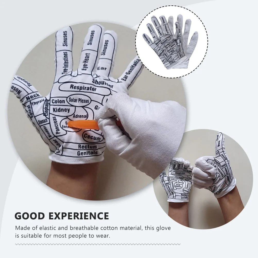 

1 пара массажных перчаток, эластичные многоразовые дышащие хлопковые перчатки для акупрессуры для массажа рук и тела, облегчение боли