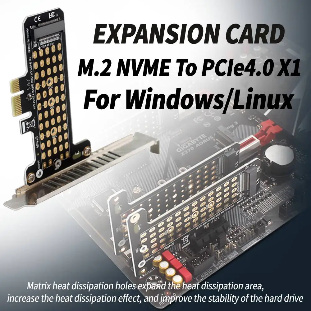 

M.2 NVME To PCIe4.0 X1 Expansion Card 32Gbps Support PCIe X1 X4 X8 X16 Interface for M Key M.2 NVME SSD 2230/2242/2260/2280