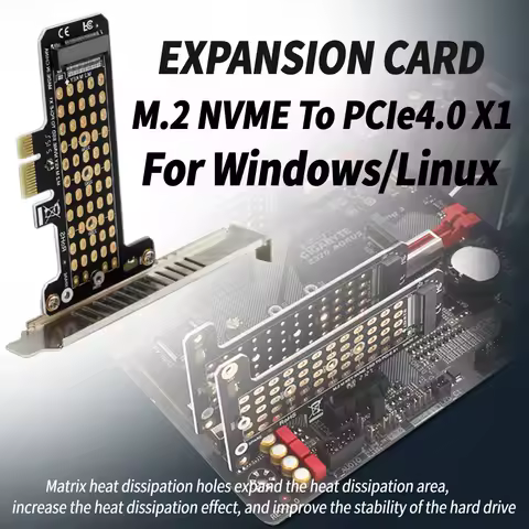 M.2 NVME To PCIe4.0 X1 Expansion Card 32Gbps Support PCIe X1 X4 X8 X16 Interface for M Key M.2 NVME SSD 2230/2242/2260/2280