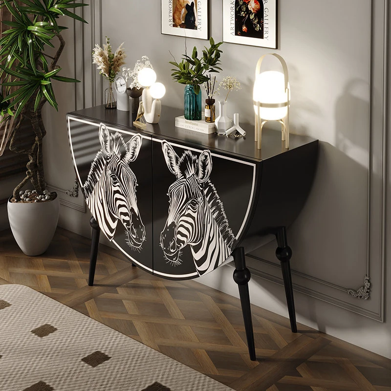 Classic Versatile Living Room Cabinet Design Originality Zebra Painting Storage Cabinet Premium Home Furniture Vitrina Beauty