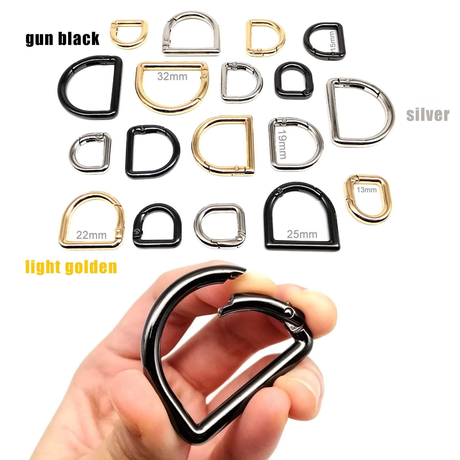 5 шт., D-образный тип, пружинное кольцо, открывающаяся кожаная сумка, ремешок для сумки, пряжка, подвеска для ключей, цепочка для собаки, застежка-застежка, зажим, карабин