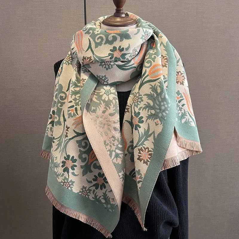 Fashion Versatile Thickened Imitation Cashmere Printed Scarf, Student Scarf Neck Protection and Warm Shawl