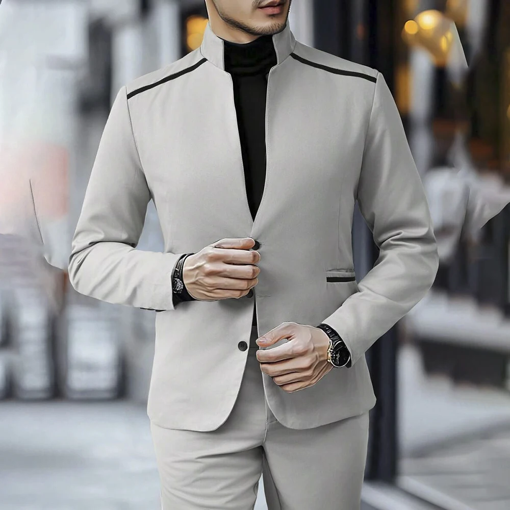 

Slim Fit Men's Suits Elegant 2 Piece Jacket Pants Outfits Fashion Single Breasted Customzied Male Clothing High-end Full Sets
