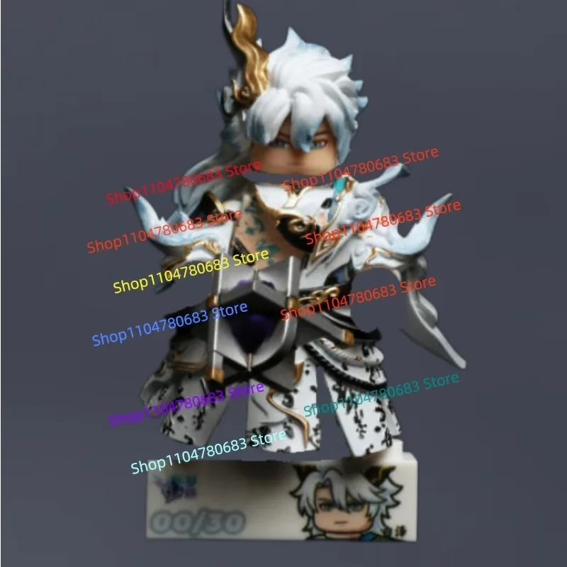 MOC Mini Buildable Minifigure,Cartoon Anime Haired Young General with Armor Accessories,Display Ornament, Collectible Toy Gift