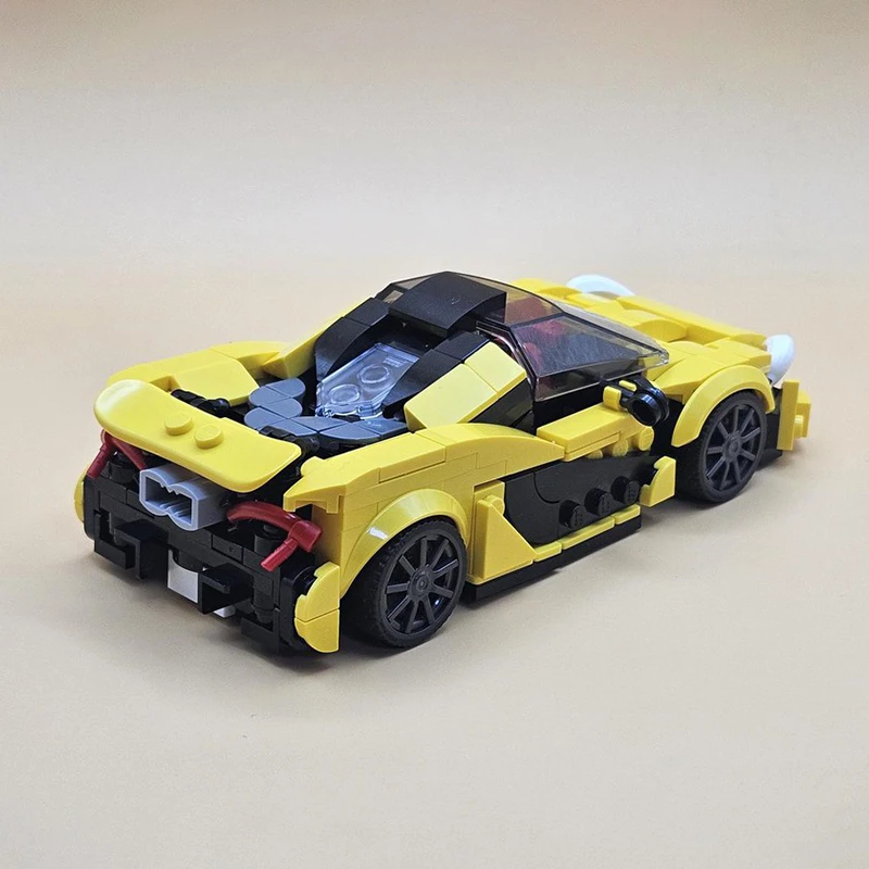 MOC Kreatives Design Stadt Super Gelber Sportwagen Baustein-Modell Kinder-Puzzle Montage-Spielzeug Geburtstagsgeschenk Dekoration – Detail 5