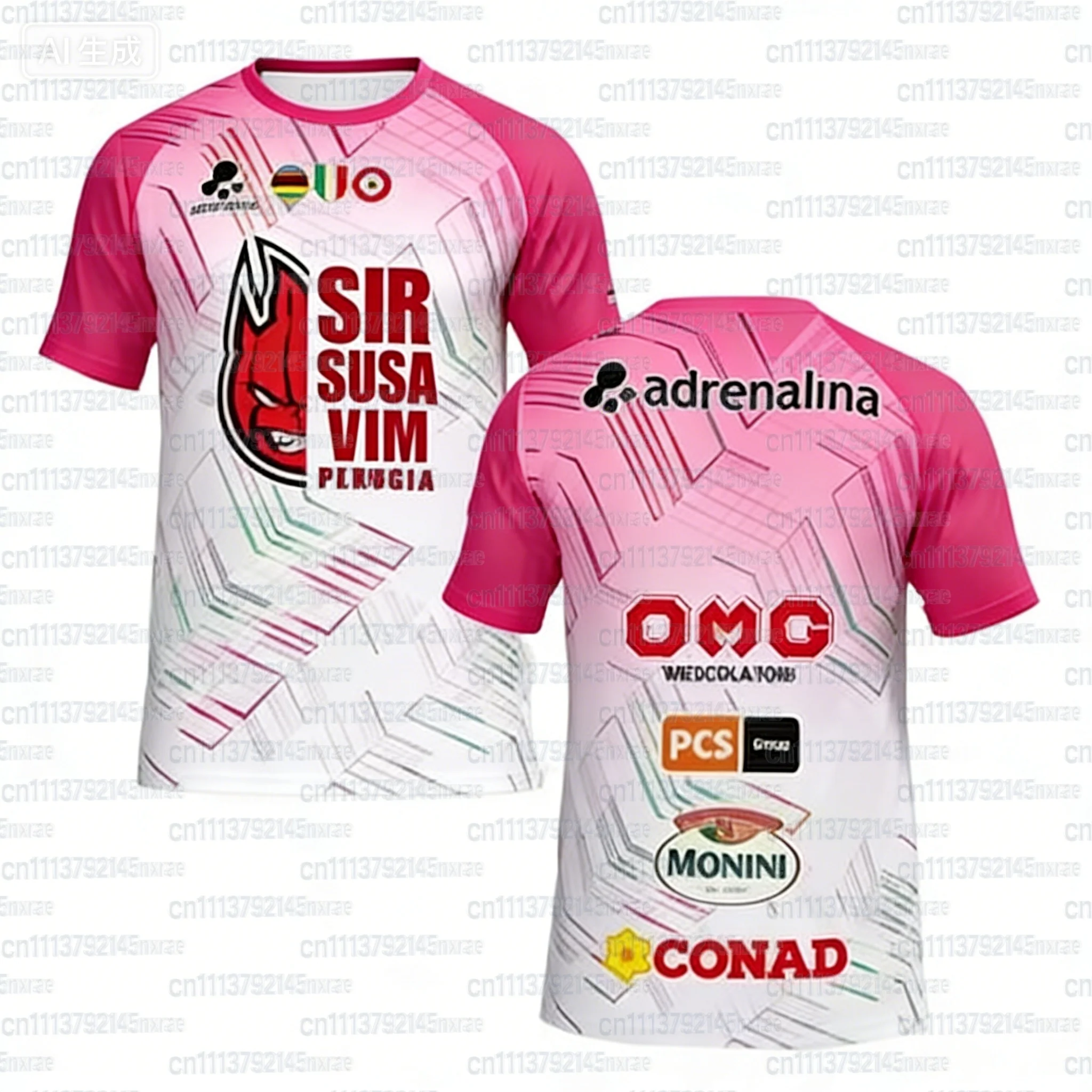 Sommer Fan-Style Perugia Volleyball Trikot Sport-T-Shirt Atmungsaktiv Schnelltrocknend 3D-Druck T-Shirt Familien-Oberteil Kurzarm – Detail 6