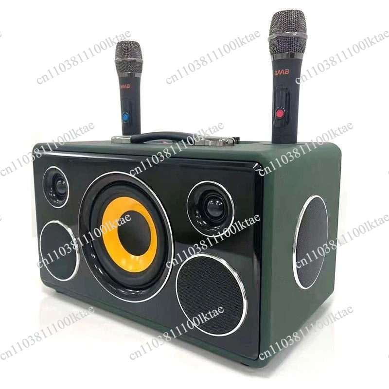 BB666 Bluetooth Speaker Dual Wireless Microphone 6 Inch Three-way Frequency Portable Square Dance Card Audio
