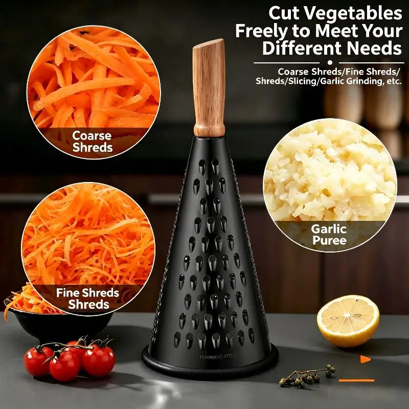 Stainless Steel Grater Wood Handle Multi-Use Kitchen Gadget For Cheese Vegetable Chocolate Garlic Potato Tomato Grating Tool