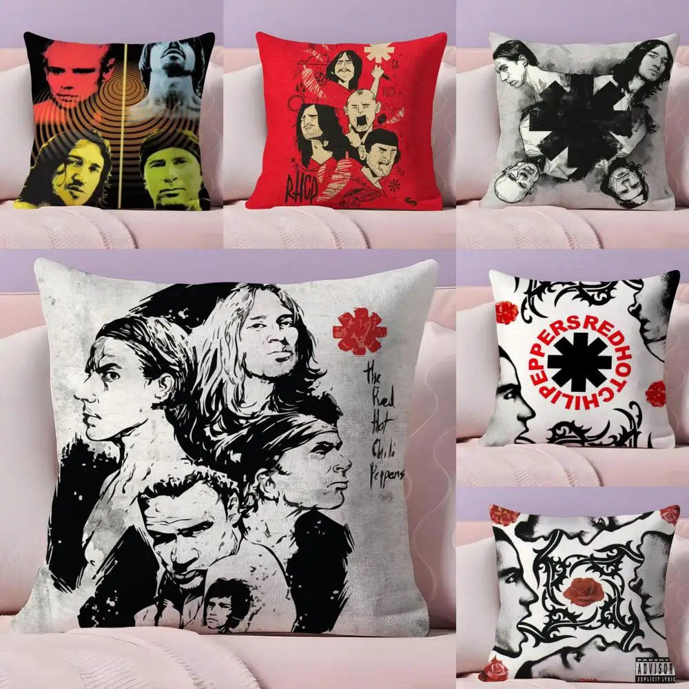 R-Red Hot C-Chili Peppers Band Cushion Cover Plush Fabric Soft Double-Sided Printed Sofa Warm Winter Home Gift Pillow Cover