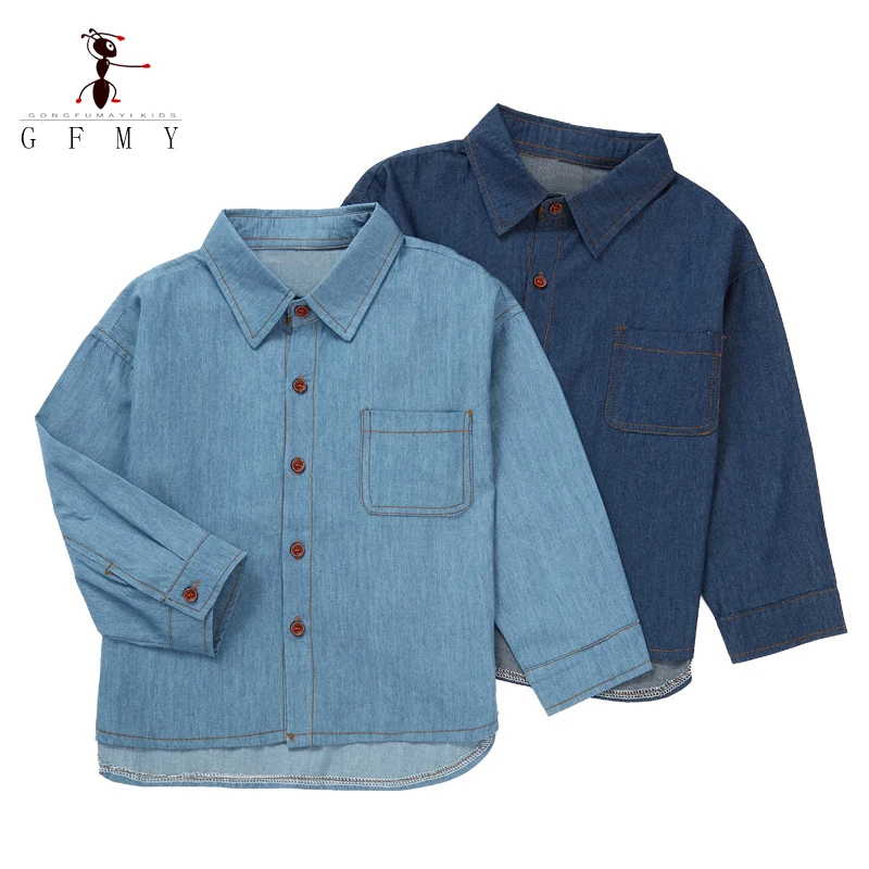 

GFMY Boy's Shirts Children's Clothing Leisure Denim shirt 100% Cotton Fashionable Girls' Blouse 1 to 10 years Washed thin coat