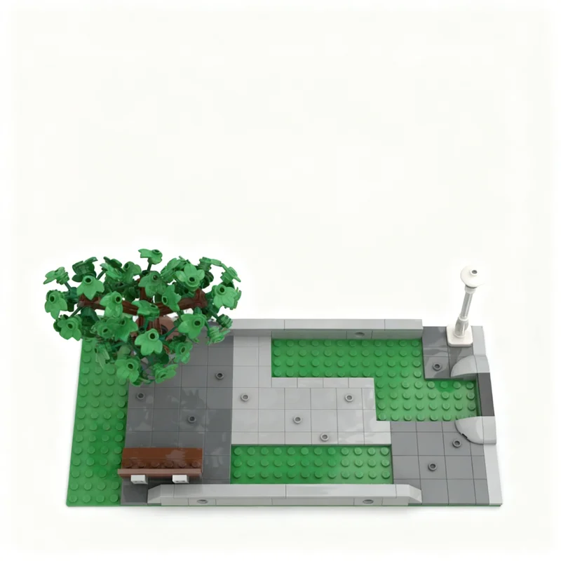 306개 MOC 모듈형 거리 풍경 베이스 시티 버스 모델 장난감 블록 건축 DIY 창의적인 크리스마스 선물 교육용