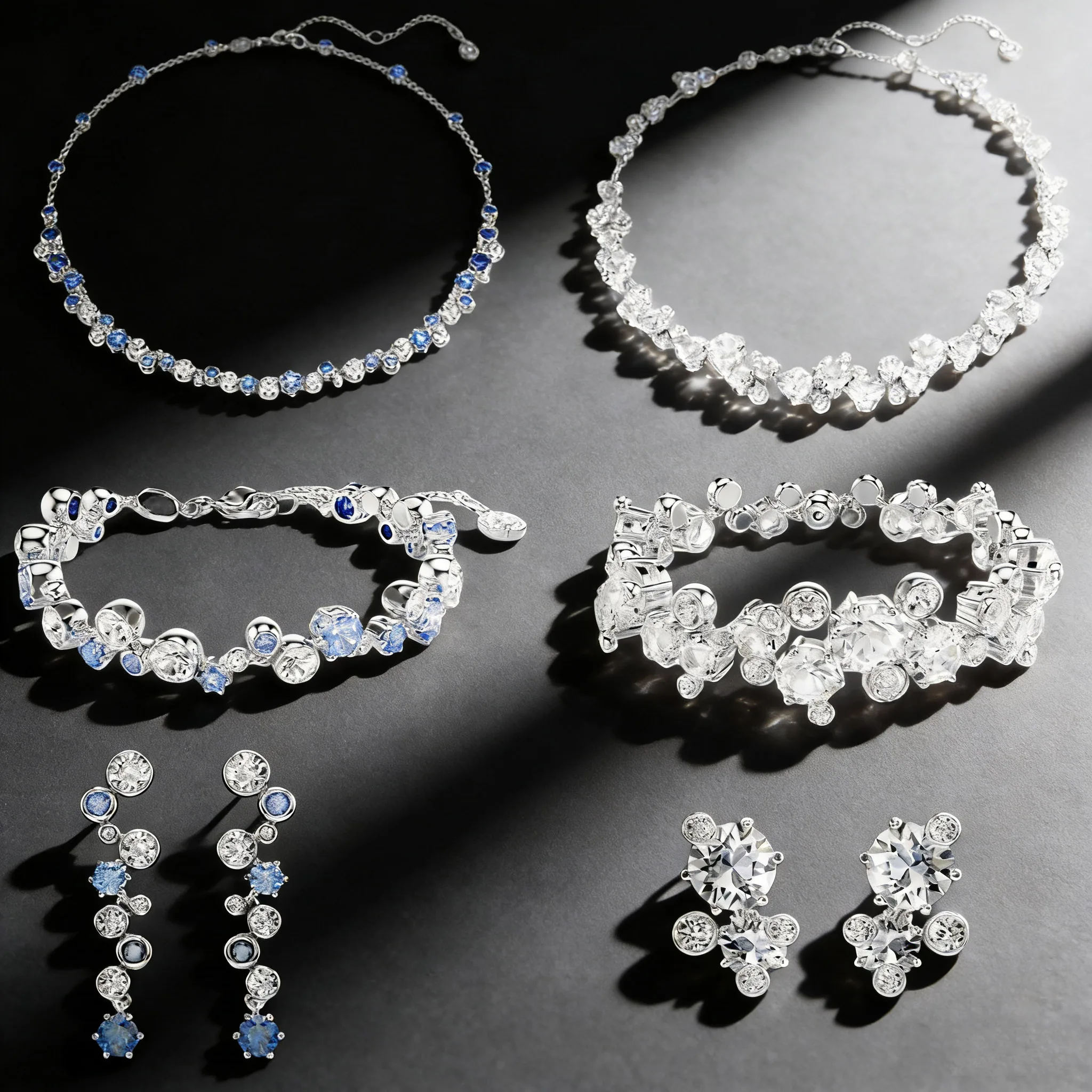 

S925 Water Drop Crystal Necklace Earrings Bracelet Set, Fashionable and Versatile High Jewelry Women's Party Accessories