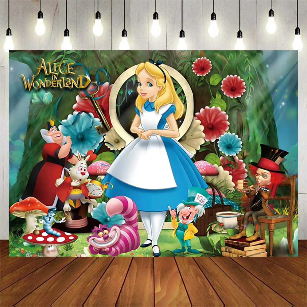 Alice In Wonderland Background for Newborn Photography Children Baby Shower 1st Birthday Girl Princess Backdrop Party Supplies