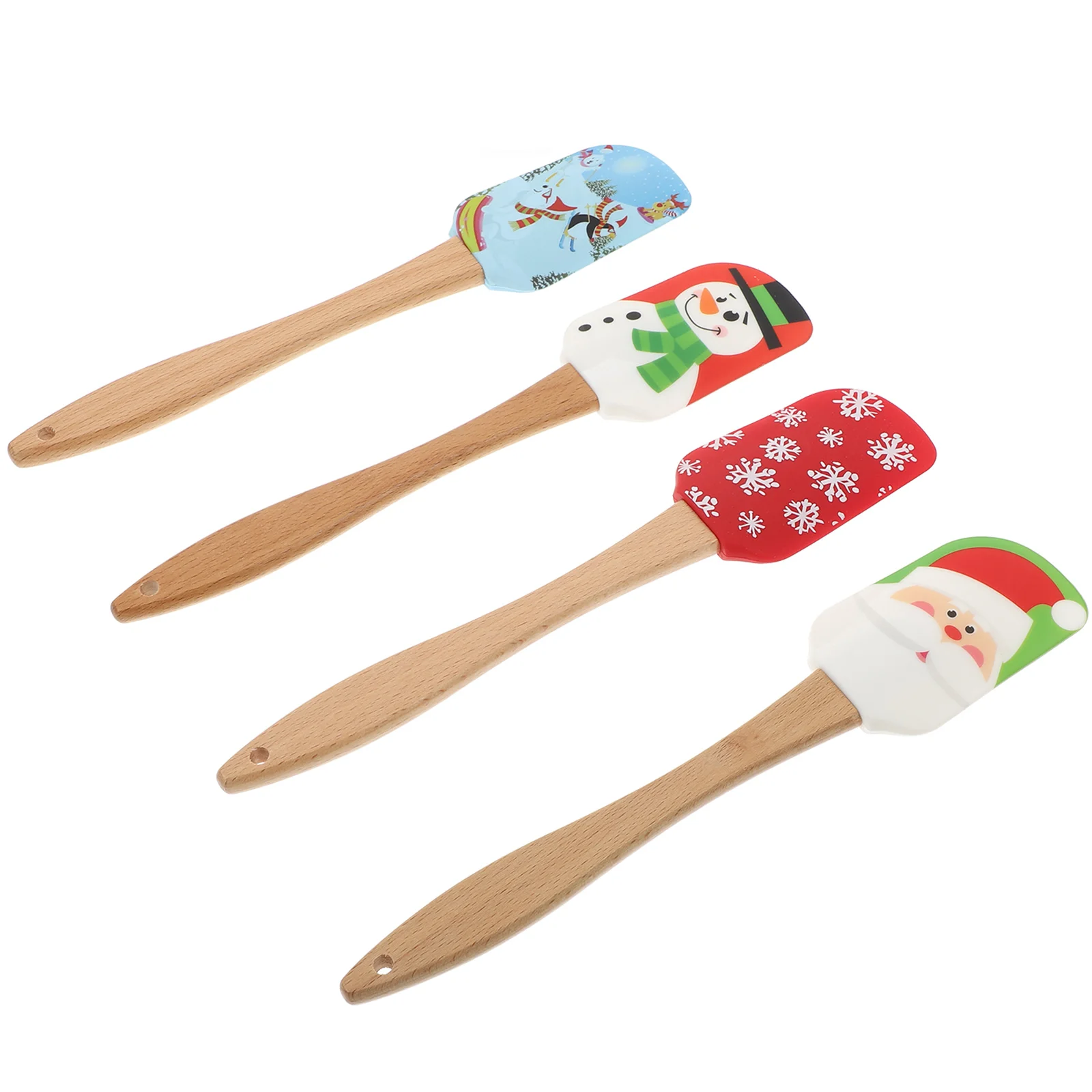 Espátula de creme de silicone, 4 unidades, raspador de panqueca, utensílios de cozinha para uso em madeira, manteiga infantil doméstica