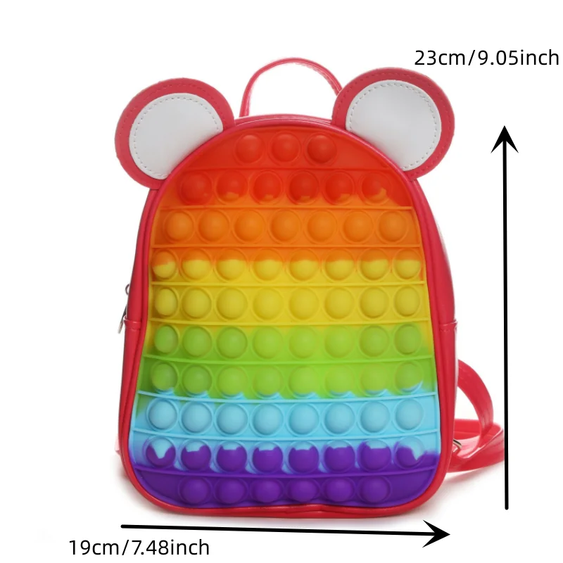 Multi-Color Backpack Silicone Push Its Bubble Fidget Toys Student Backpack for Children Girls Pops Bags Stress Relief Toy Gift