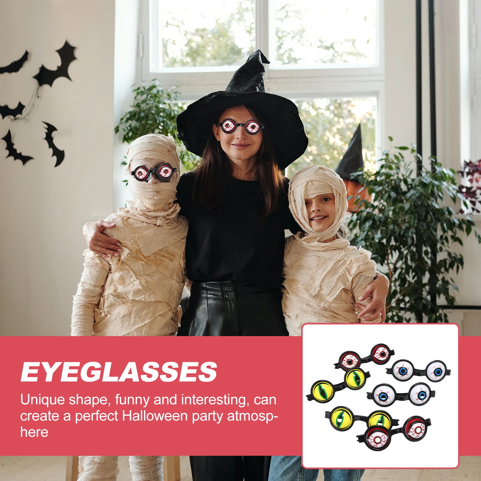 

6pcs Halloween Funny Glasses Masquerade Party Glasses Scary Eyeglasses Creative Unique Small Light Comfortable Durable