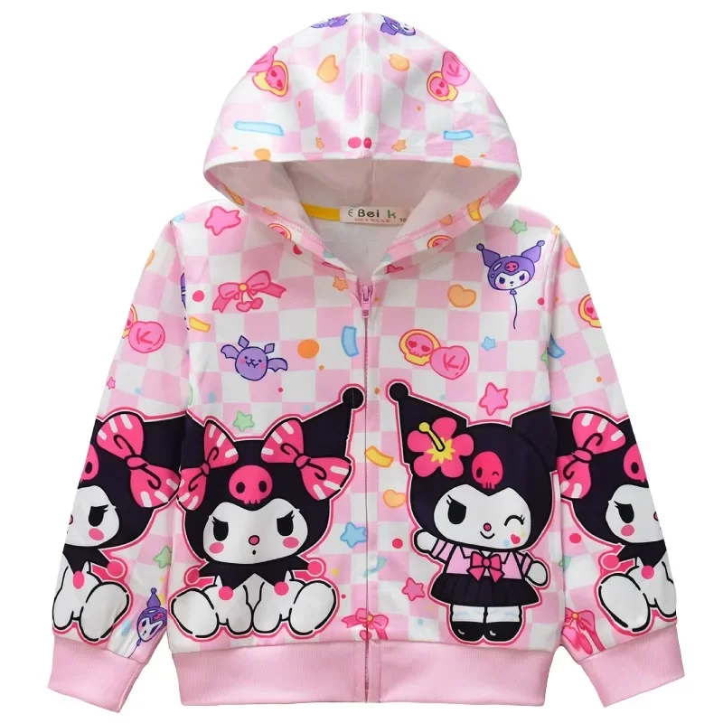 

Casual Girls Cartoon Digital Print Children's Zipper Hooded Jacket Kid Jacket Sweatshirt Kuromi Boys' Top Kids Clothes
