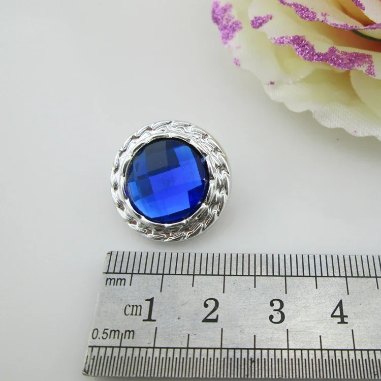 10pcs Blue Gem Acrylic Rhinestone Buttons Coat Boots Sewing Clothes Accessories