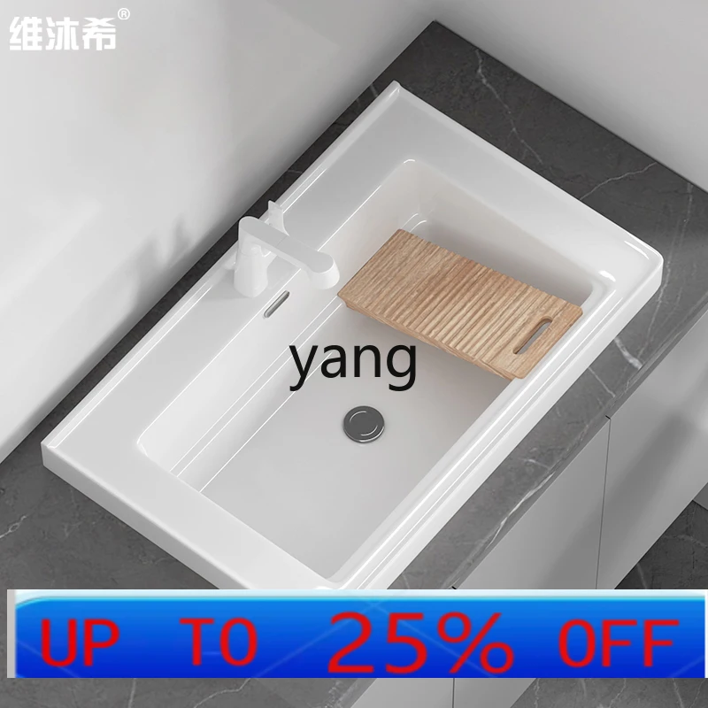 CX washbasin on the laundry pool counter semi-recessed ceramic countertop basin