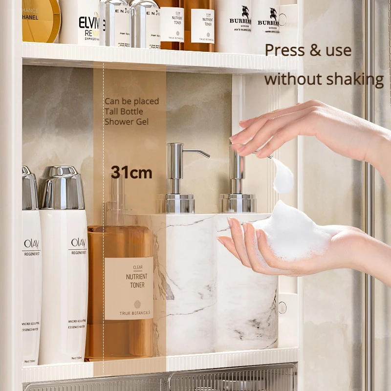 Bathroom Organizer Shelves Rack Punch-free Wall-mounted Bathroom Basin Cosmetic Toilet Wall Multi-layer Storage Accessory