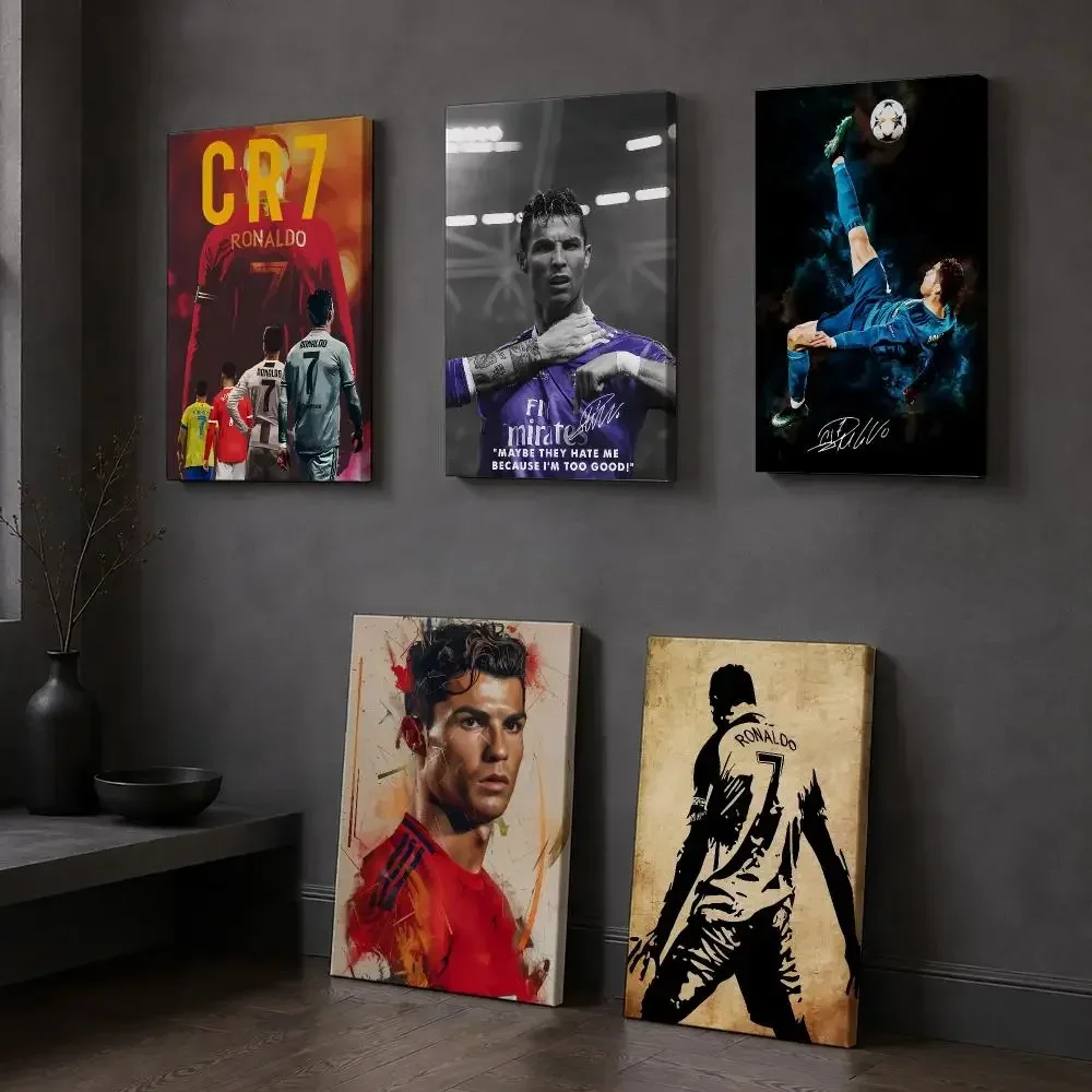 Soccer Player C-Cristiano Ronaldo Framed Wall Painting Wooden Framed Canvas Poster Wall Art HD Waterproof Print Home Decor