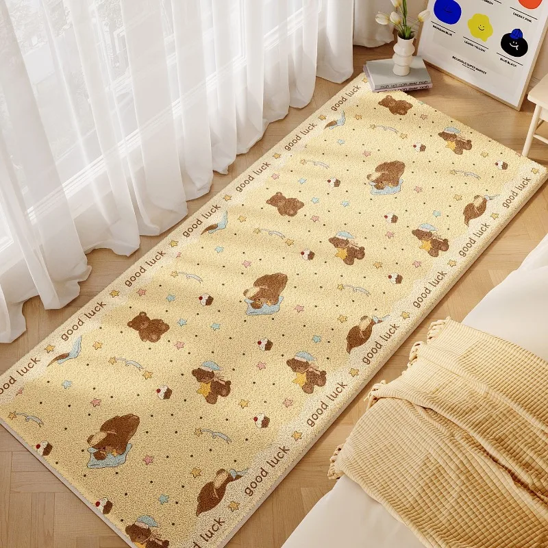Living Room Carpet Cartoon Bear Sherpa Fleece Skin Friendly Bedside Rug Soft Warm for Sofa Area Home Decoration Mat Washable New