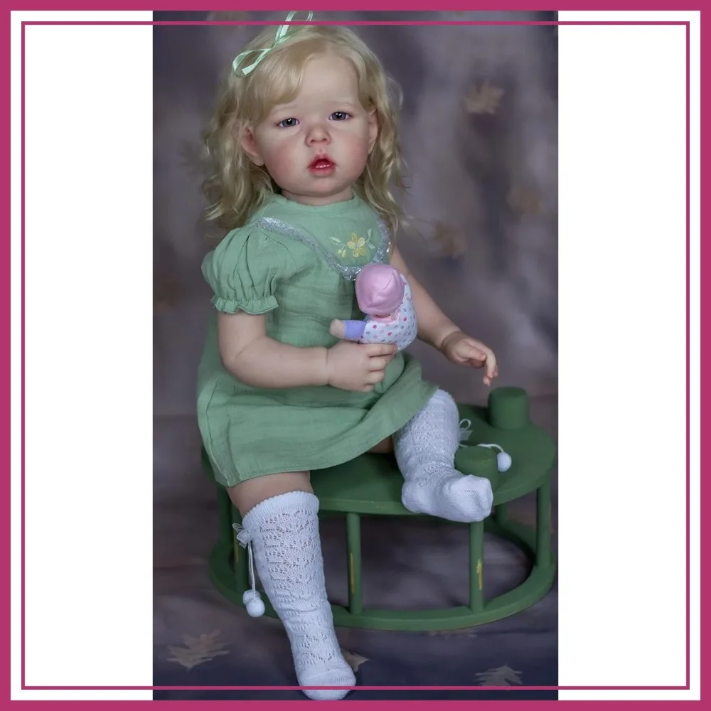 

Realistic 28 inch Silicone Vinyl Reborn Toddler Baby Doll with Blonde Hair, Lifelike Newborn Doll for Age 3+