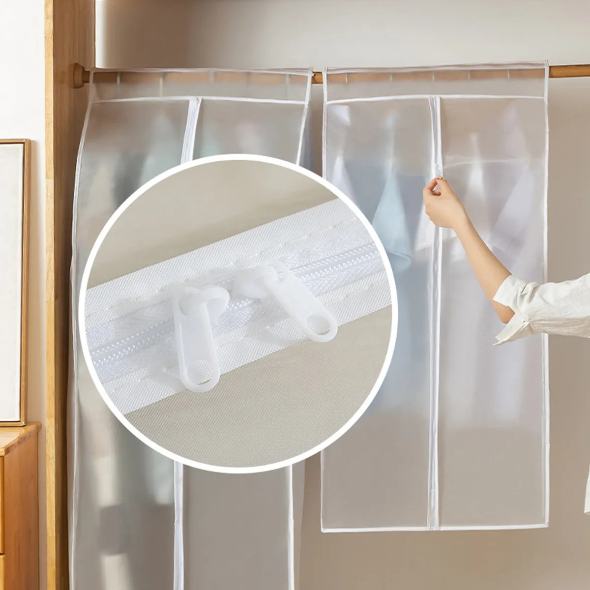 

1Pcs Dustproof Suit Bag Premium Peva Vertical 3D Design Transparent Clothes Storage Cover Wardrobe Dress Protective Bag Size S