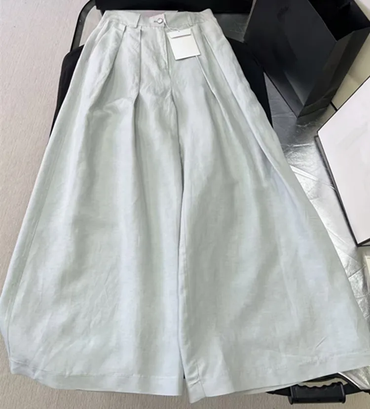 Customization European women's clothing for summer 2026, new styles  Short-sleeved single-button linen shirt wide-leg pants set