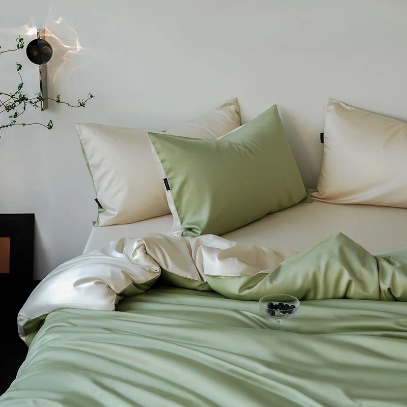 A級テンセル綿4点寝具セット、無地ダブルスリープ、綿シーツ