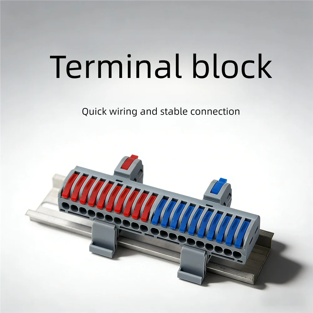 25PCS Universal Quick Wire Connector Din Rail Terminal Block LED Electrical Cable Push-in Multiple Inputs Multiple Out Connector