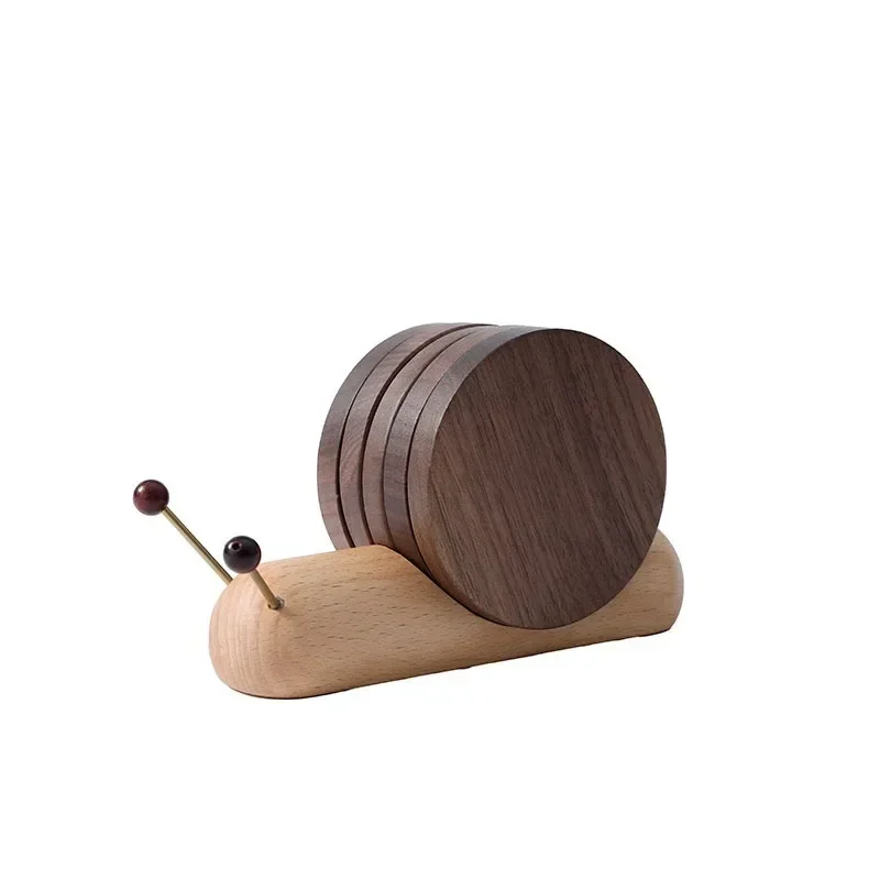 

1 Set Wooden Snail Shaped Heat Insulation Cup Mat, Placemats for Table, Wooden Tea Coaster Tool, Tea Tray, Creative Gifts