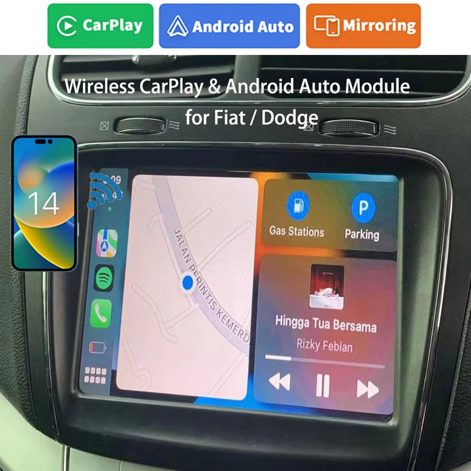 iCarPlay Wireless Adaptor for Carplay Android GPS Dodge Charger 2011 2014 Journey 2018 2019 Uconnect 8.4 RB5 RE2