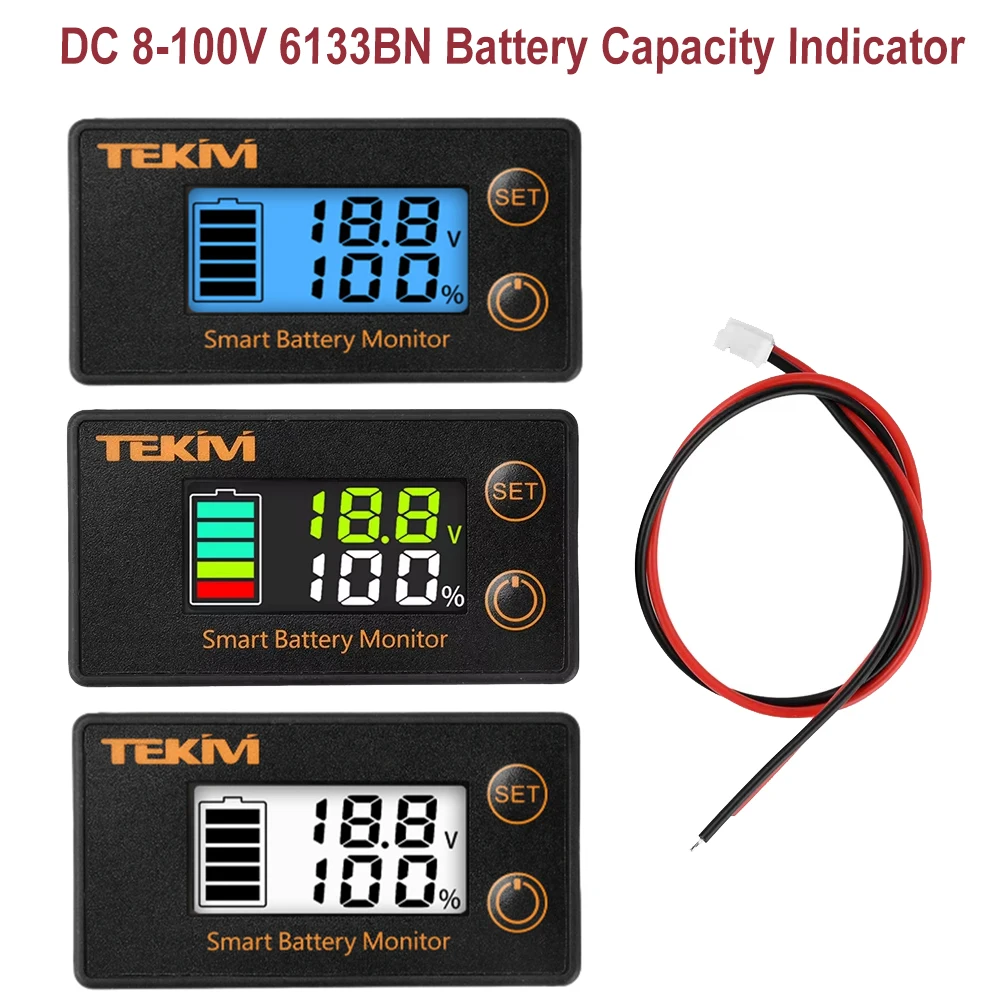 6133BN Battery Capacity Indicator DC 8-100V Digital Power Meter Voltage Tester for Car Motorcycle Lead-Acid Lithium LiFe PO4