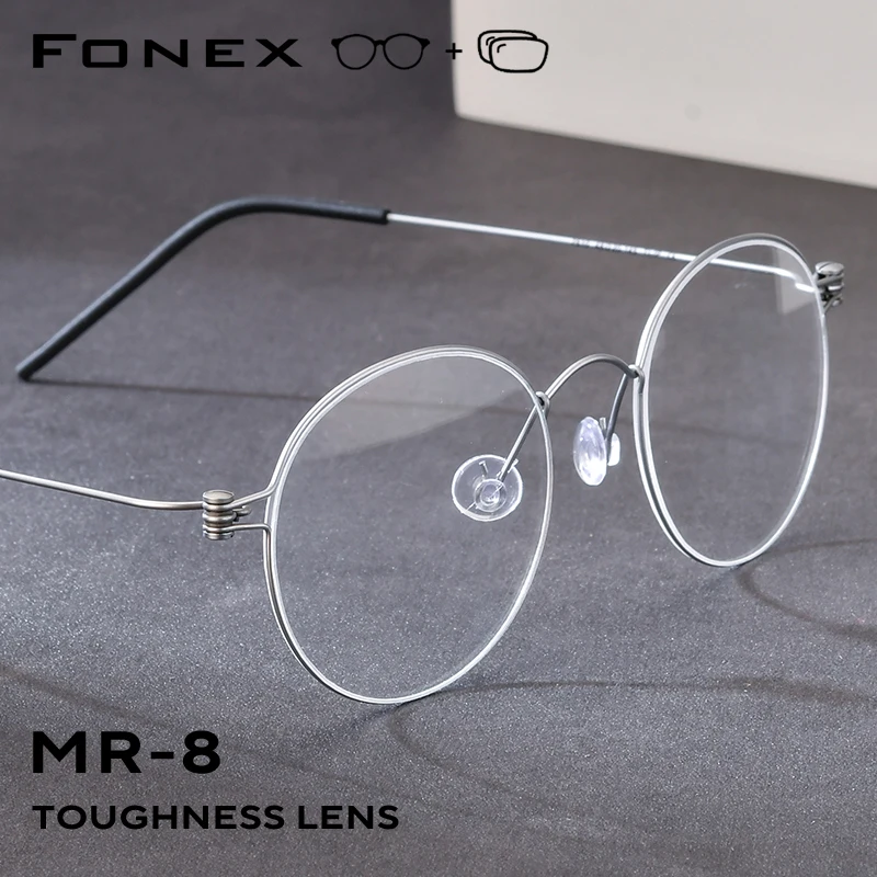 Lunettes de vue progressives FONEX, verres optiques anti-lumière bleue pour myopie, monture ronde en titane pour hommes, lunettes pour femmes, modèle 7510.