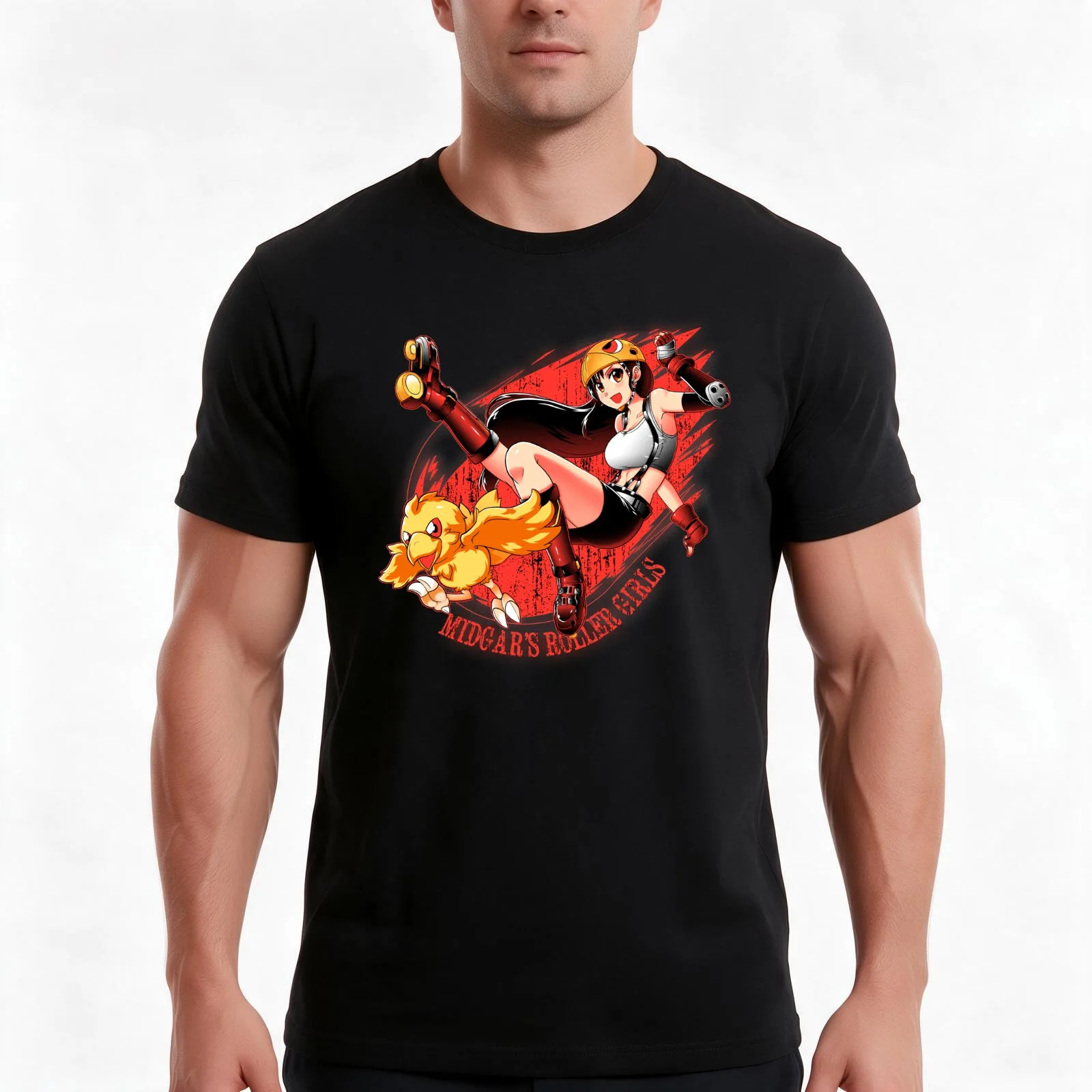 Midgar's roller girls! T-Shirt, Summer Casual Cotton Tee, Oversized Streetwear Tops, Vintage Graphic Print, Unisex Men Women