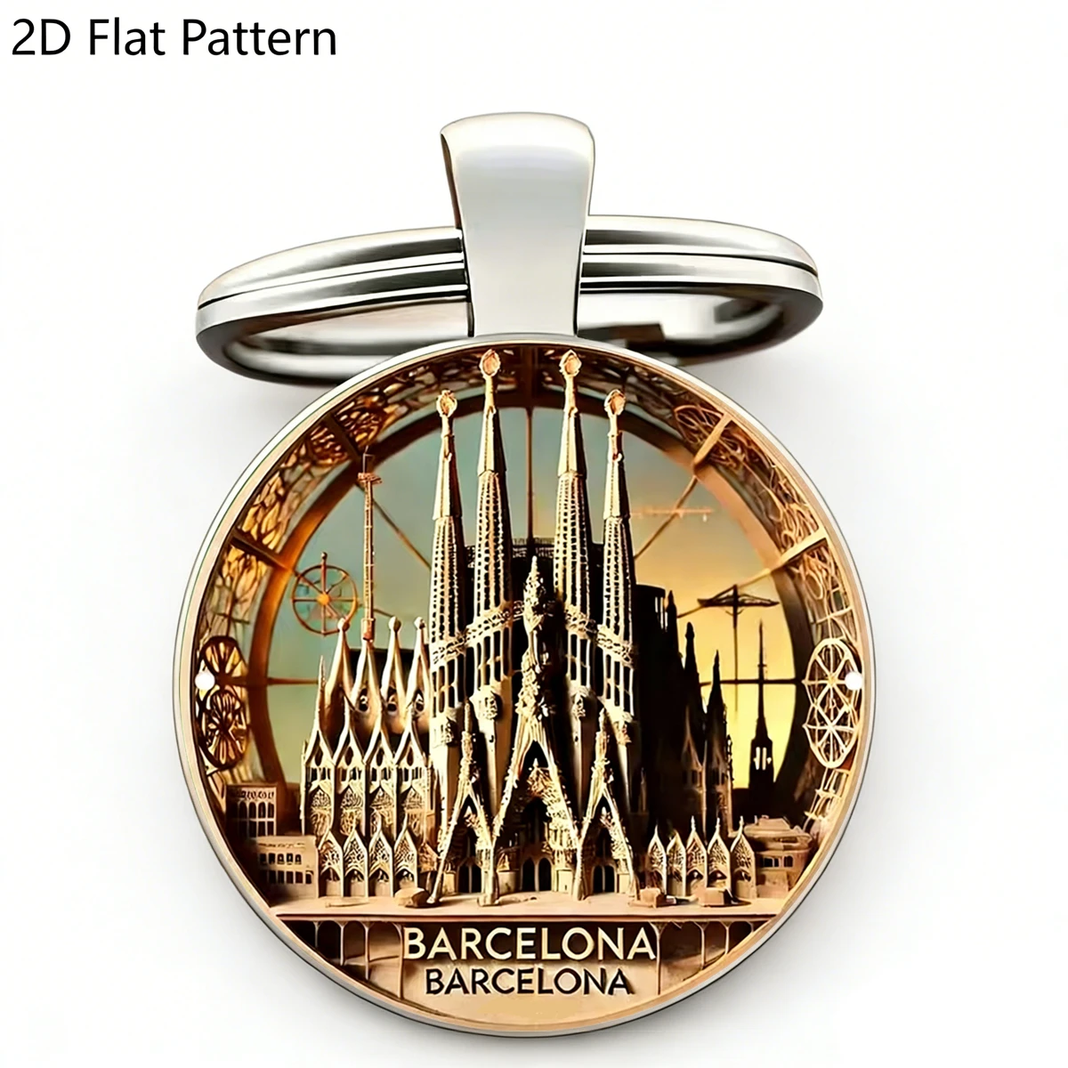 Llavero de la Sagrada Familia de Barcelona, diseño de la Catedral de la Sagrada Familia, con cúpula de cristal, España, recuerdo de viaje, regalo.