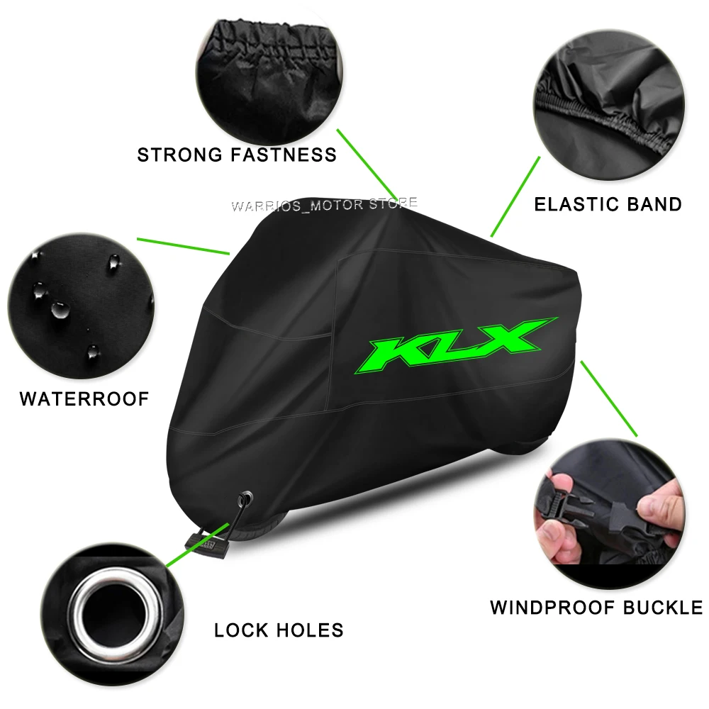 For KLX 300 230 250 150 300SM Motorcycle Cover UV Protective Dustproof Snowproof Outdoors Motorcycle Waterproof Cover