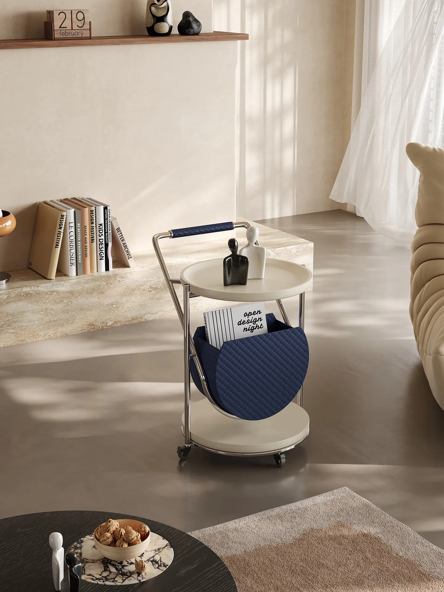 Advanced mobile trolley sofa side with wheels creative style 3