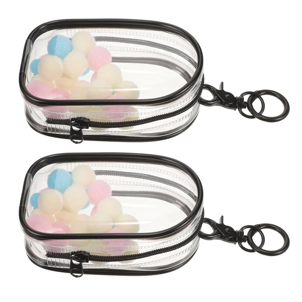 2 Pcs Baby Bag Clear Display Case Keychain for Figures Portable Mini Models Zipper with