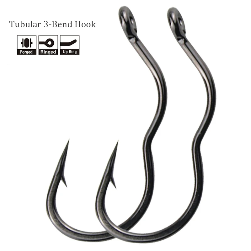 

Automatic Reversing Tube-Attached 3-Character Hook Carbon Steel Crank with Barbs Triple-Bend Hook for Carp Fishing
