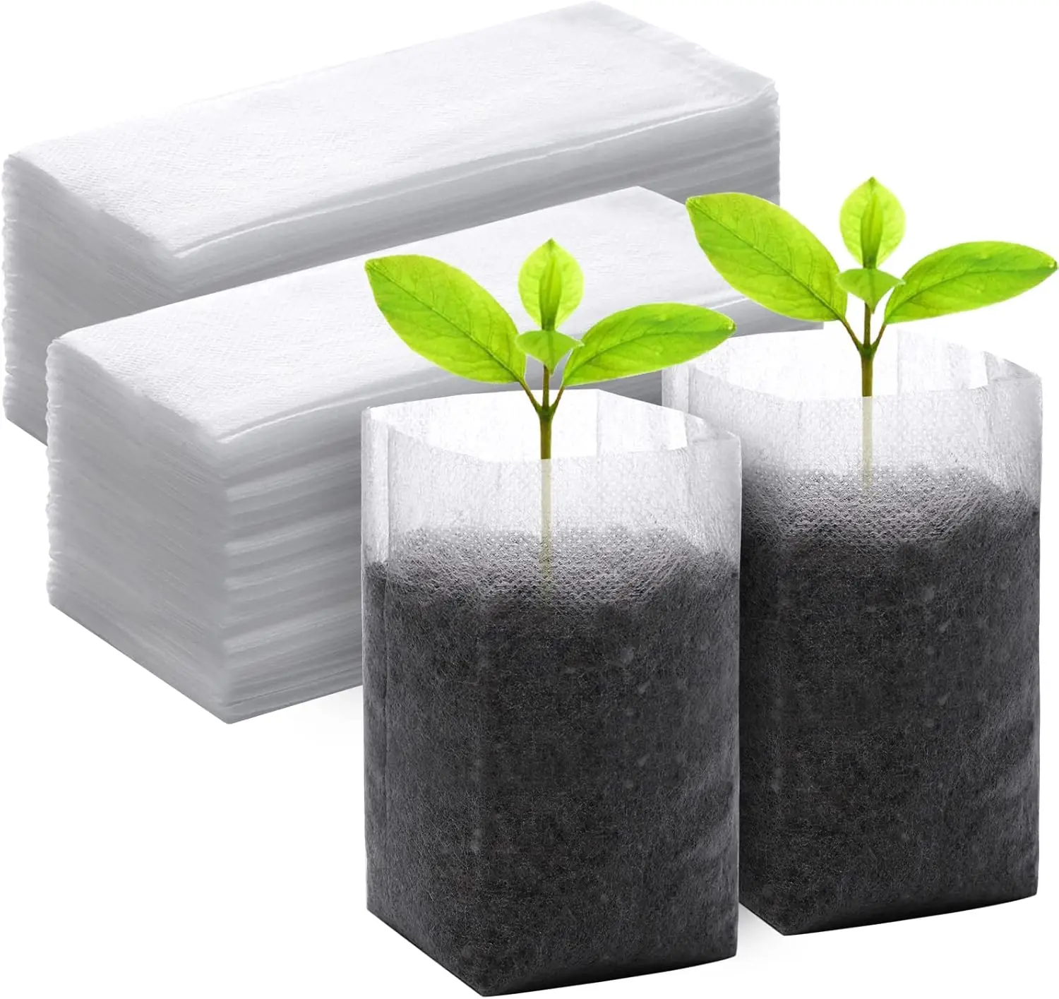 100pcs Fabric Plant Grow Bags Disposable Biodegradable Seed Nursery Bags Breathable Seedling Pots Plant Pouch Home Garden Supply