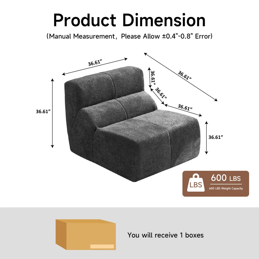 Luxury Cloud-Soft Velvet Single Sofa Chair, Soft Compress Sofa Perfect For Living Rooms, Offices, And Small Apartments