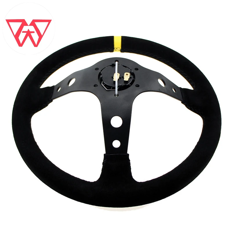 14 Inch Car Modification Universal Steering Wheel Frosted Personalized Competitive Racing Steering Wheel 350mm Suede Horn Button