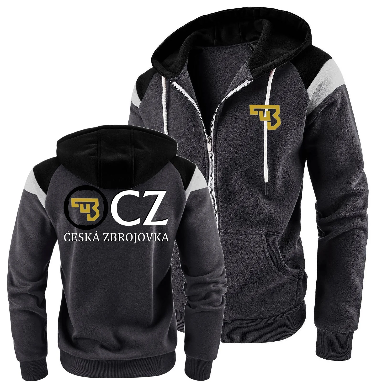 Moletom masculinoFirearms Sign CZ Ceska Zbrojovka Mens Hoodies Jaqueta Bloco Contraste Sportswear Casaco de lã à prova de vento com capuz